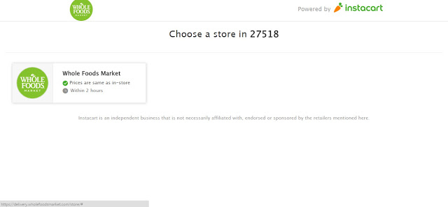 user page when choosing a store in Instacart with Whole Foods