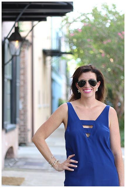 woman in Navy top