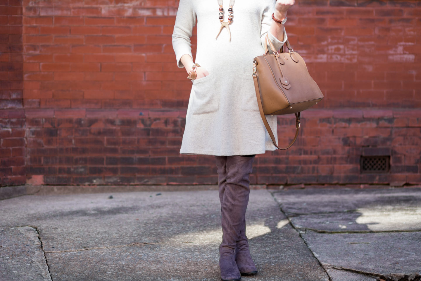 Neutral Dress + Over the Knee Boots - I'm Fixin' To - @mbg0112