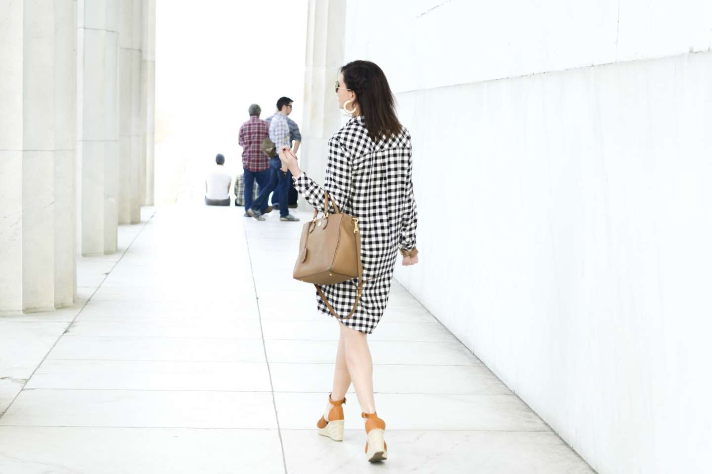 Gingham Shirt Dress + The Best Wedges for Spring - I'm Fixin' To - @mbg0112