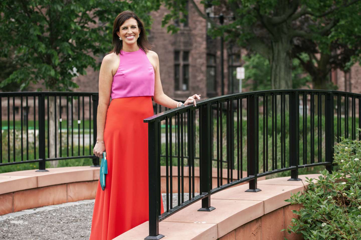 A Color Block Maxi Dress for Summer Weddings by North Carolina fashion blogger Meghan of I'm Fixin'To