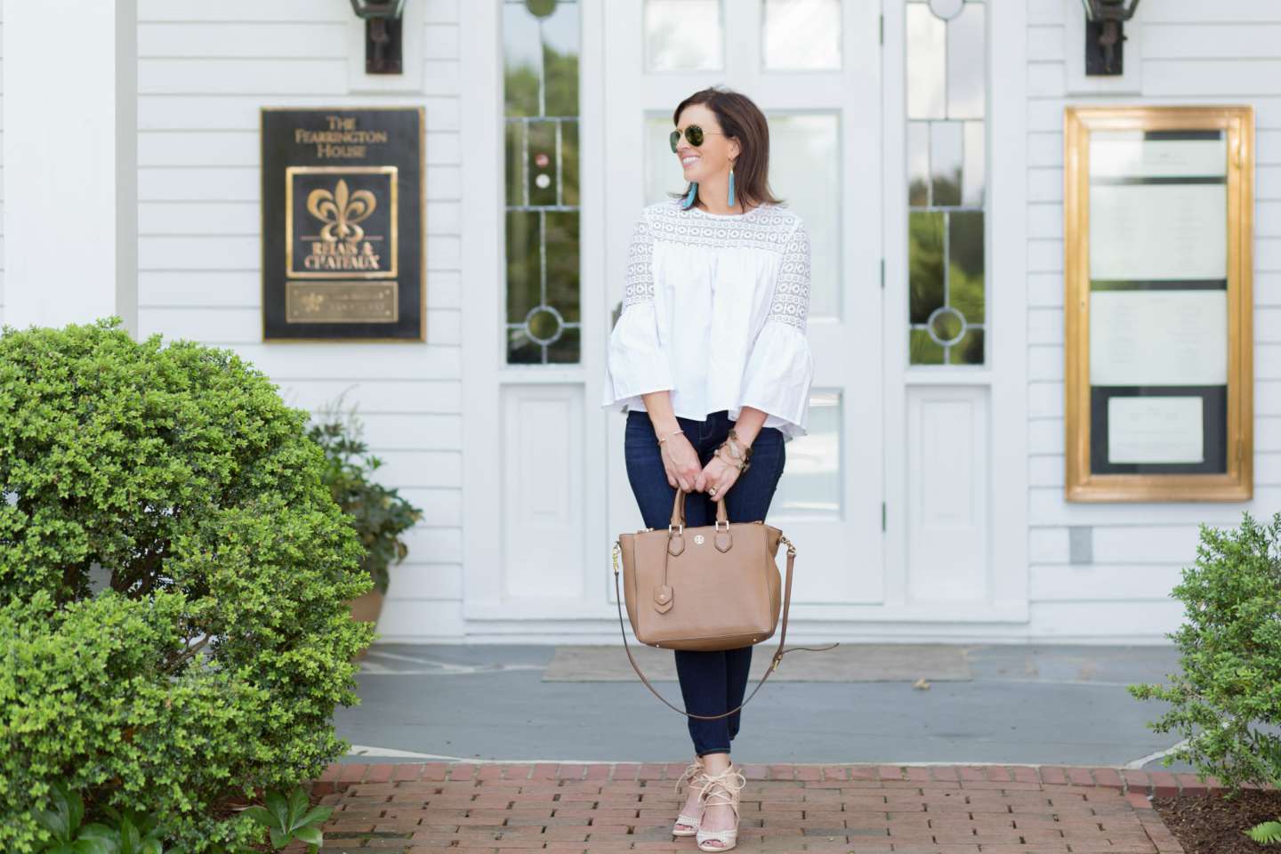 White Lace Top for Date Night at Fearrington Village - I'm Fixin' To - @mbg0112