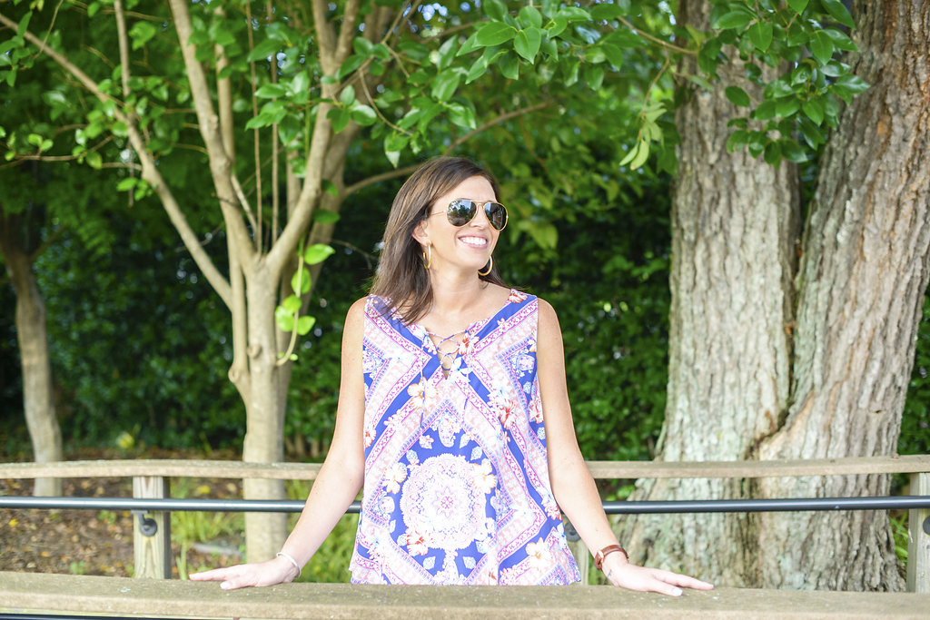 J. Jill Scarf Print Top + White Jeans - @mbg0112 - I'm Fixin' To