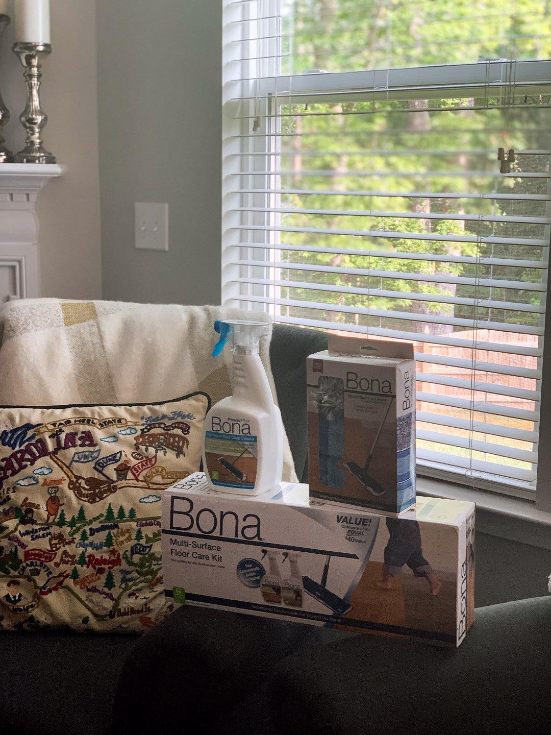 Keeping Our Floors Clean with Bona Essentials - I'm Fixin' To - @mbg0112 | Keeping Our Floors Clean with Bona Essentials by popular lifestyle blog, I'm Fixin' To: image of a Bona Essentials Multi-Surface Floor Care Kit.