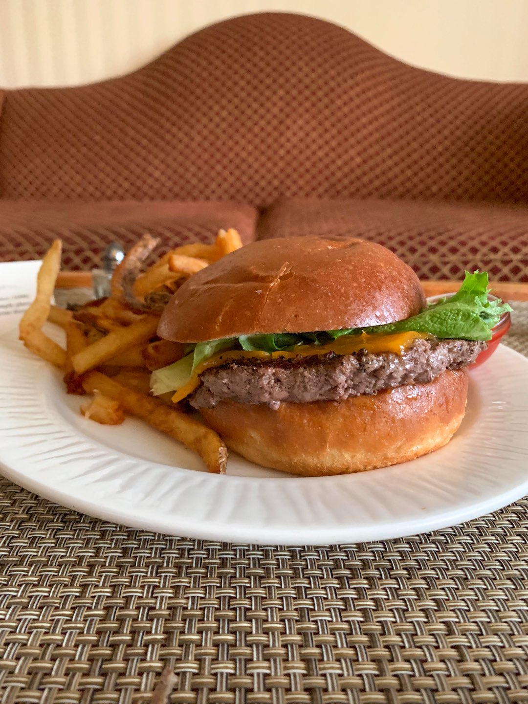 burger and fries served at the O.Henry Hotel In Greensboro