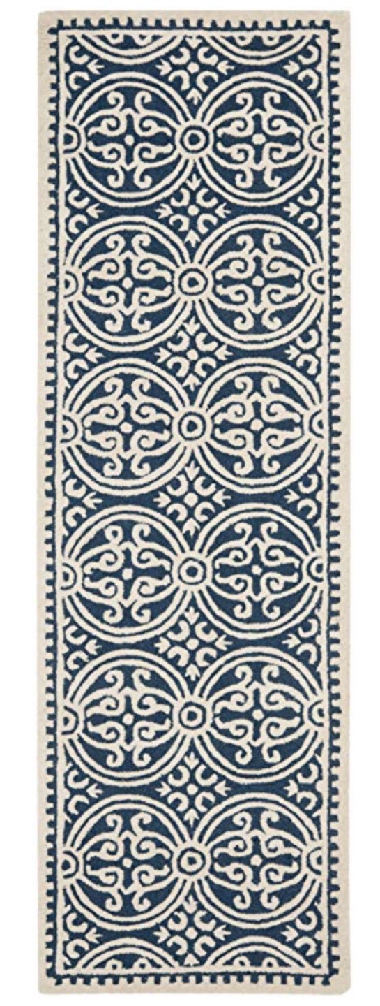 Top 10 Best Area Rugs for your Space from Amazon and Target - I'm Fixin' To - @mbg0112 | Top 6 Best Area Rugs for your Space from Amazon and Target by popular lifestyle blog, I'm Fixin' To: image of an Safavieh Navy & Ivory Runner.