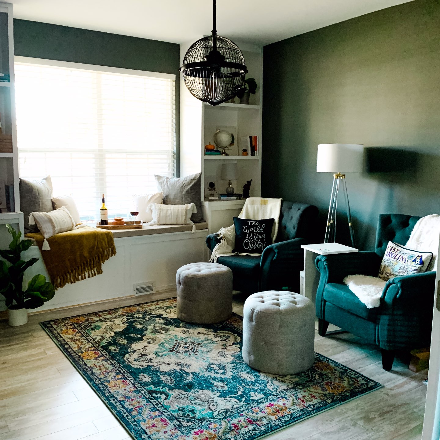 Our Fall Home Decor & Foyer Reveal - I'm Fixin' To - @mbg0112 | Cozy Fall Decor Ideas for your Home & Foyer by popular North Carolina life and style blog, I'm Fixin' To: image of a home foyer decorated with various fall decor items.
