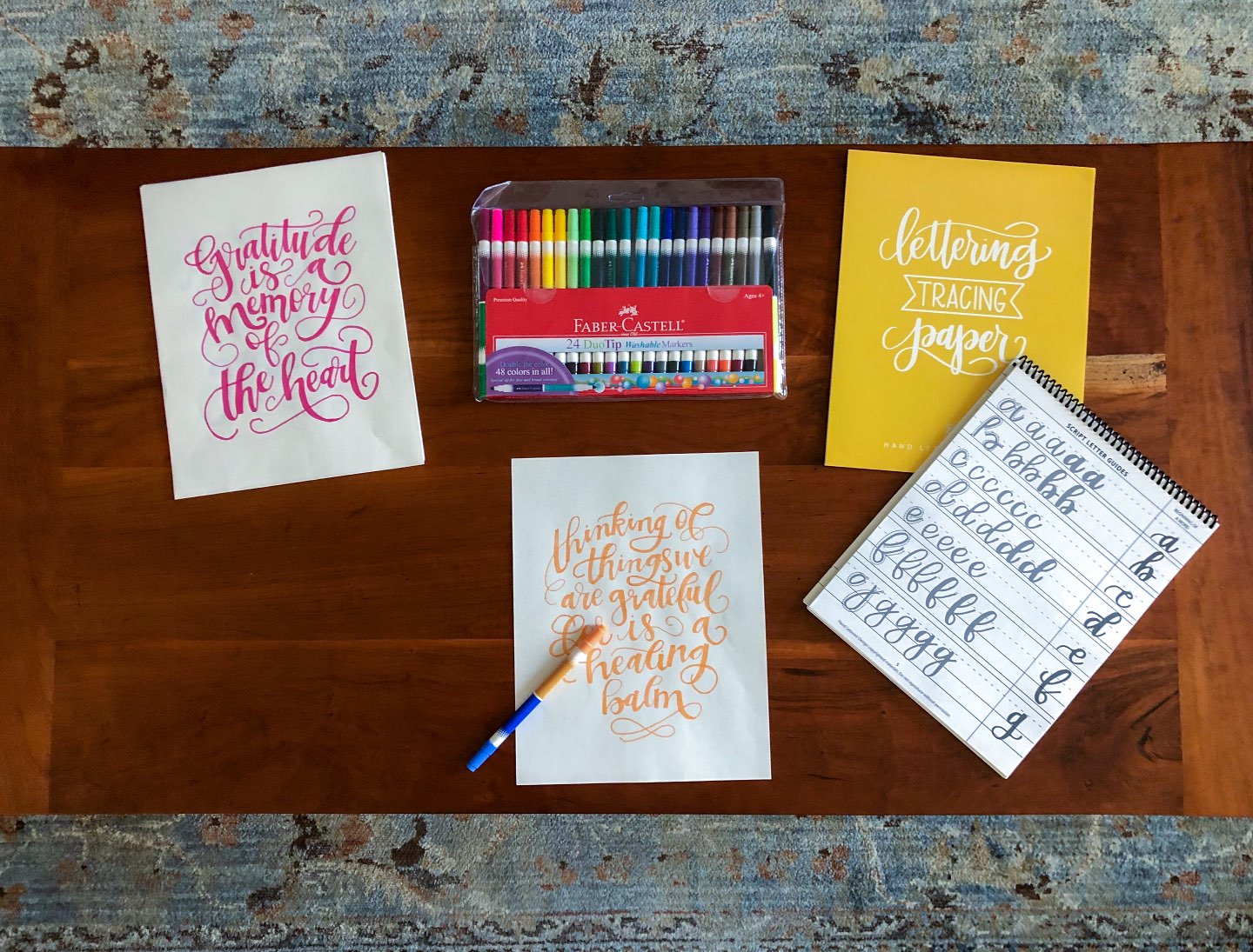 How to Make the Most of Your Time by popular N.C. lifestyle blog, I'm Fixin' To: image of calligraphy paper, quotes, and markers.