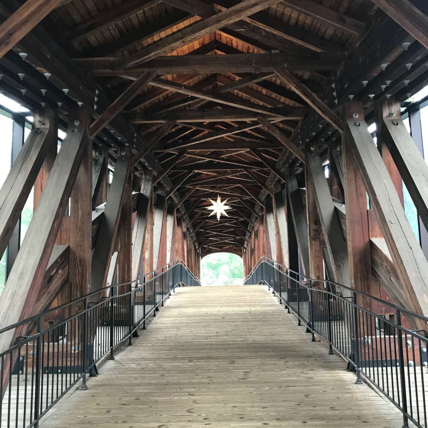 North Carolina Destinations by popular North Carolina blog, I'm Fixin' To: image of a bridge in Winston Salem, North Carolina. 