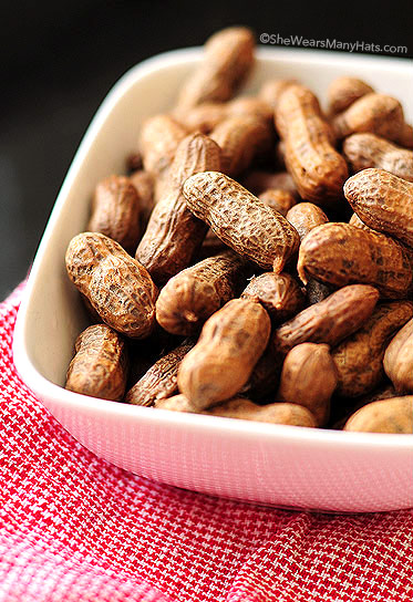 Best Southern Food by popular N.C. lifestyle blog, I'm Fixin' To: image of a bowlful of boiled peanuts. 
