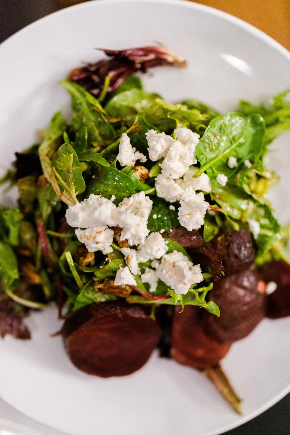 Places to Stay: The Colonial Inn in Hillsborough NC - I'm Fixin' To - @imfixintoblog |The Colonial Inn Hillsborough NC by popular NC travel blog, I'm Fixin' To: image of a salad with beets and goat cheese.