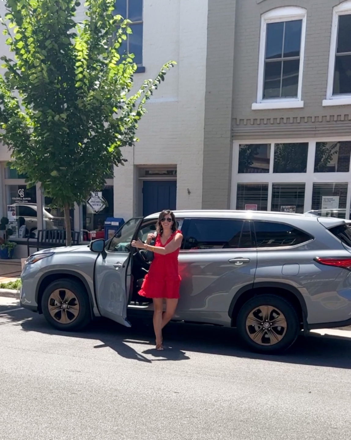 woman going out of her car