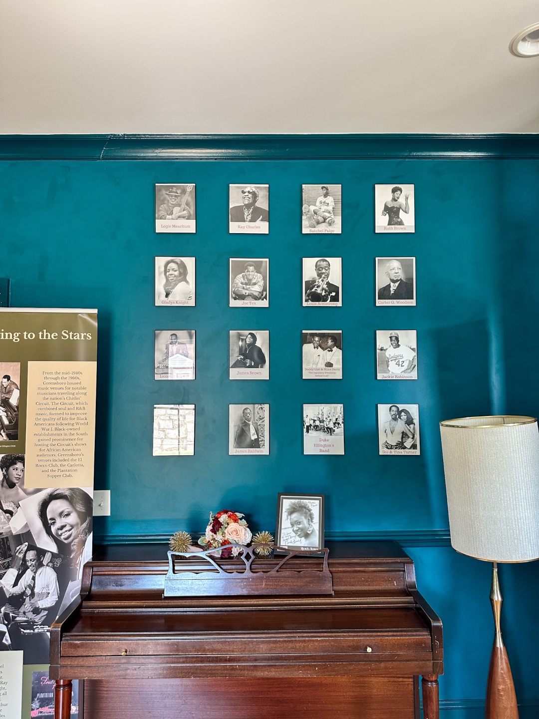 photo wall in the Historic Magnolia House Greensboro