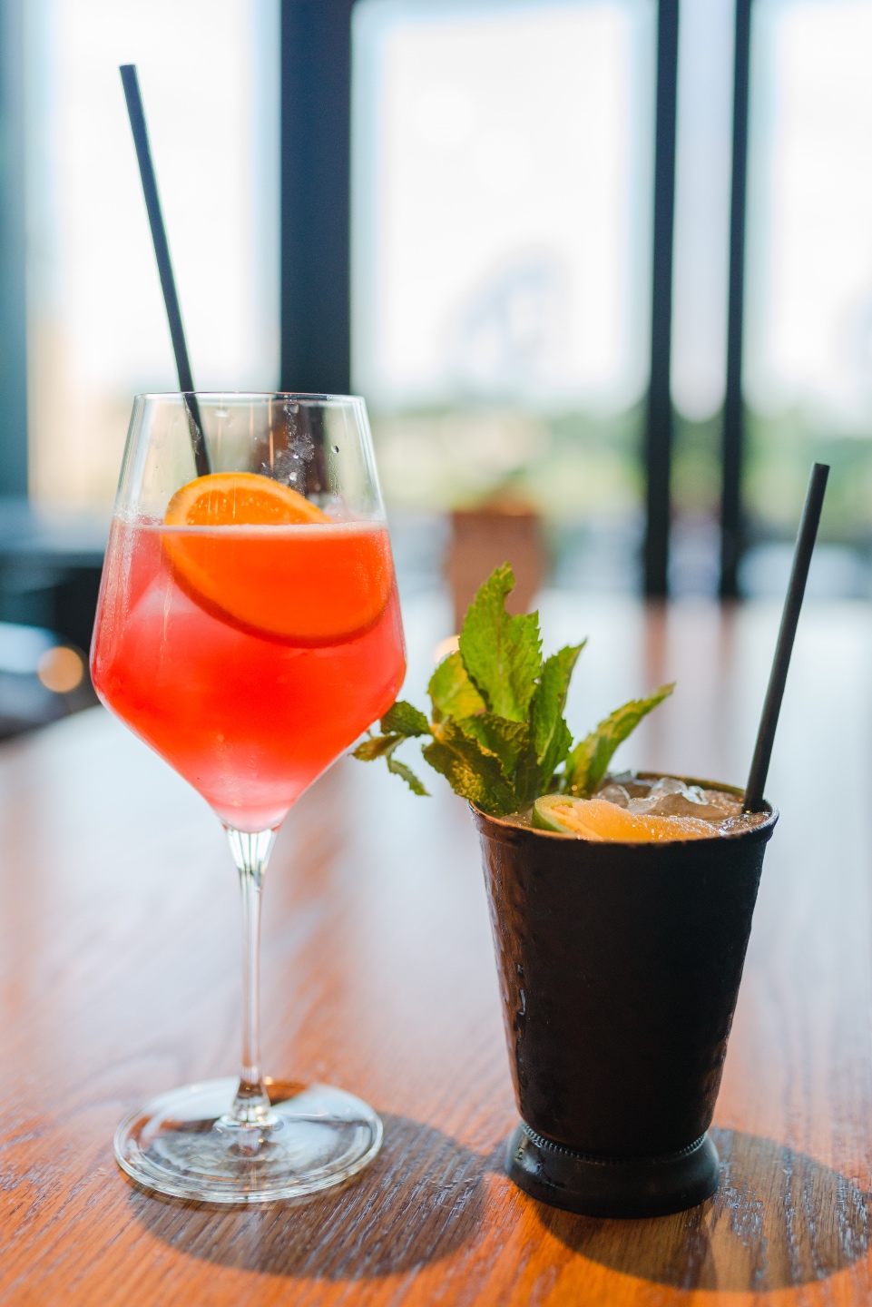 two drinks on a table 