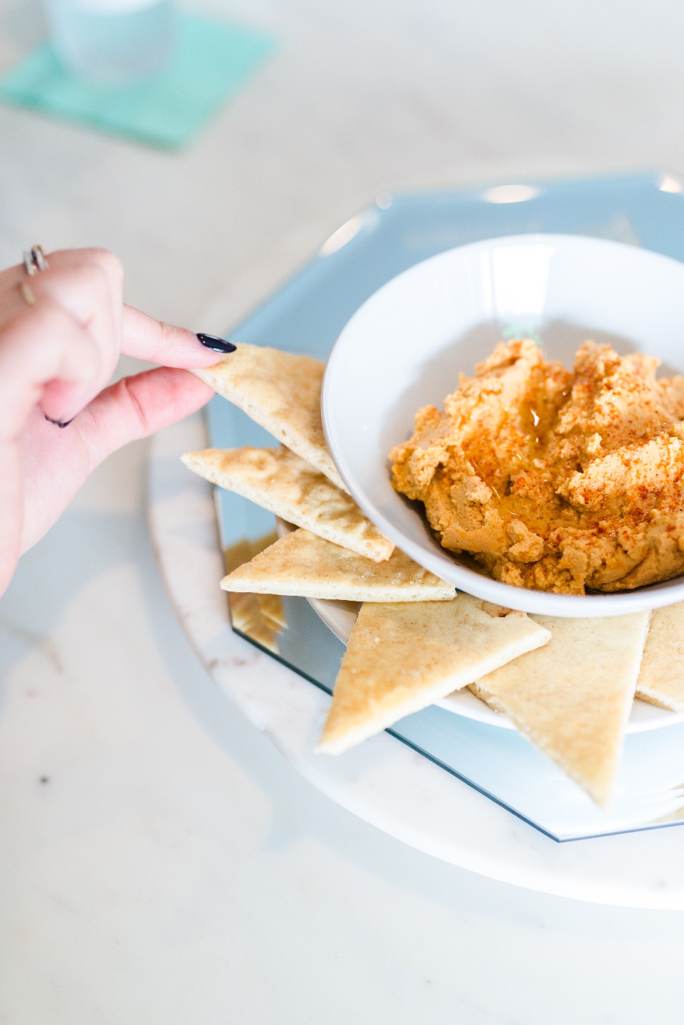 chickpea hummus at a cafe