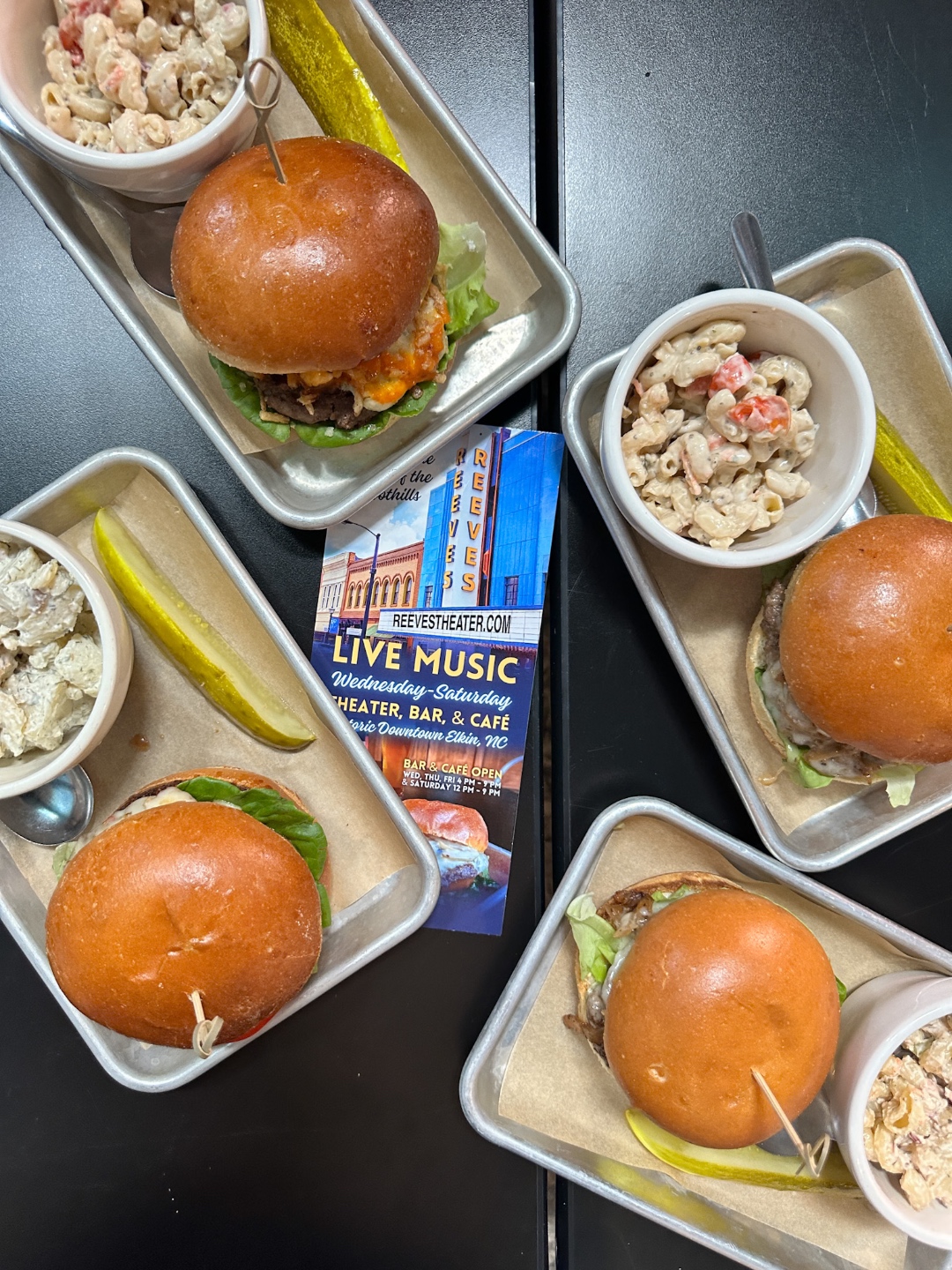 burgers and pasta salad