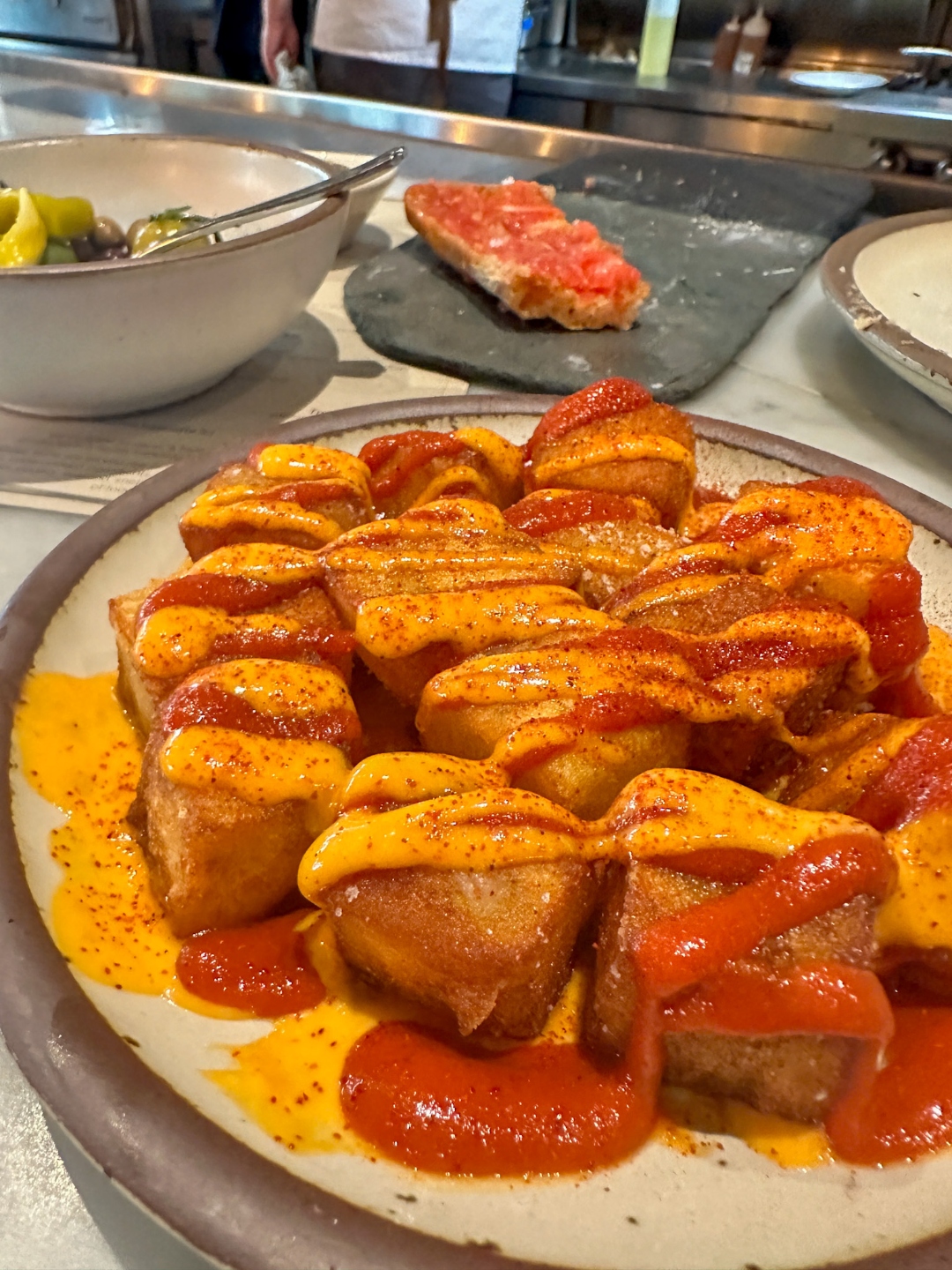 Potatoes Bravas Potatoes Bravas and Pon con Tomate